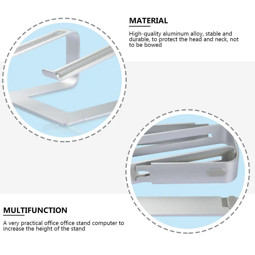 1Pcs Aluminum Alloy Laptop Stand Heavy Duty Sturdy Desktop Holder with Anti Slip Silicone Pads for Ergonomic Posture Relief and