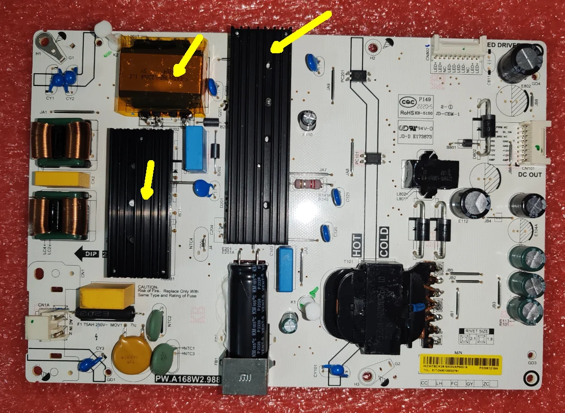 PW.A168W2.988  81T-D490100030461   81T-D490100032761  LED TV power board. 2 specifications  check photos for shipment