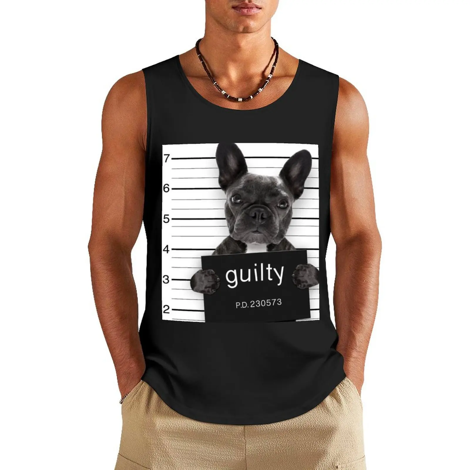 

Funny Frenchton Dog - Guillty Frenchton Bulldog Tank Top Fitness men clothing Man summer clothes