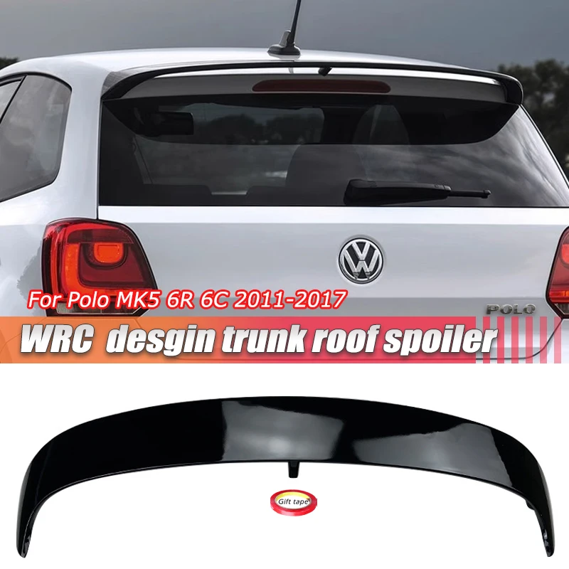 Carbon Pattern Rear Spoiler For Volkswagen POLO MK5 6R Spoiler Trunk Roof Extension Cover Trim  2011-2017 VW POLO 6C Accessories