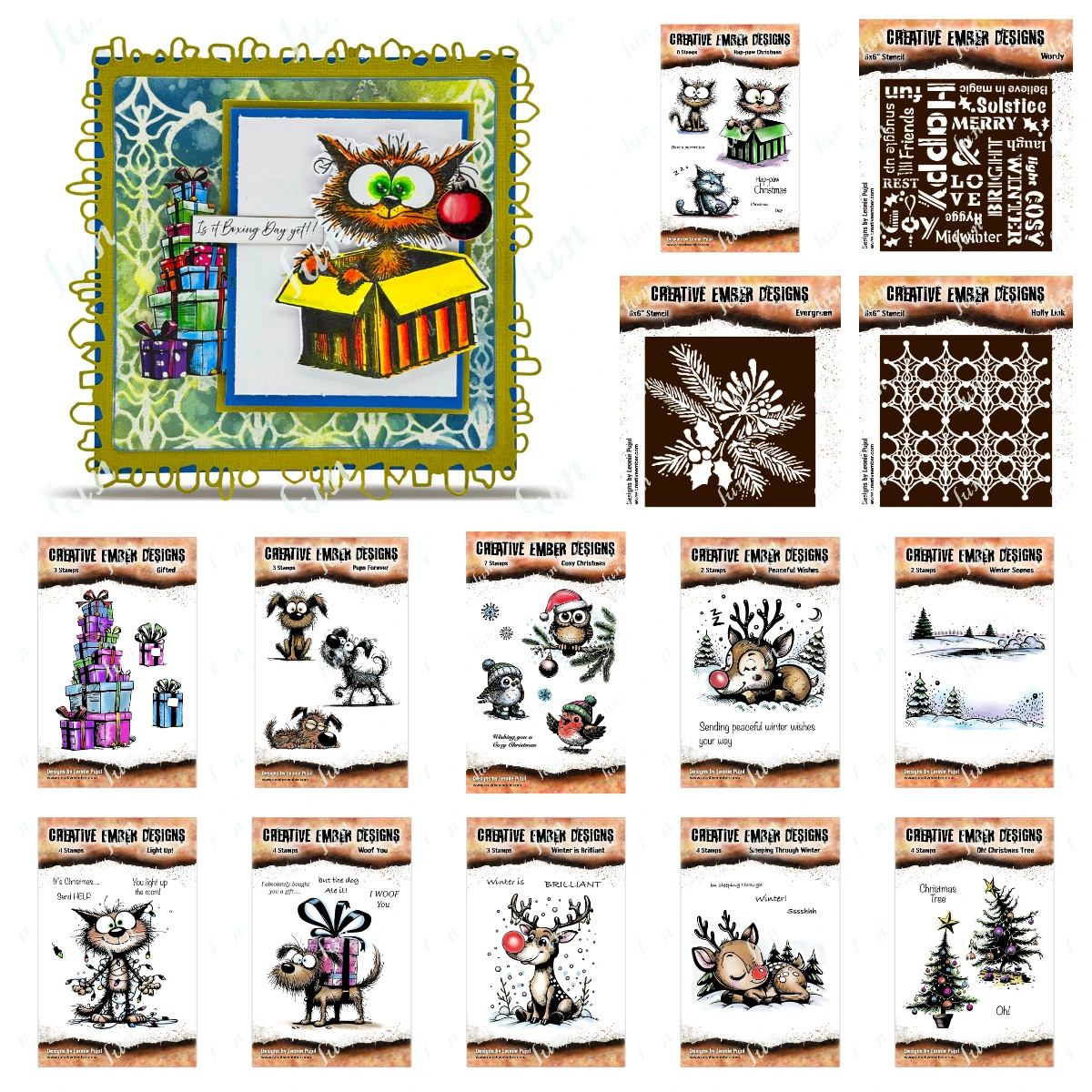 

Holly Link Layering Stencils Cosy Christmas Winter Scenes Silicone Stamps Scrapbooking DIY Paper Card Embossing Craft Supplies