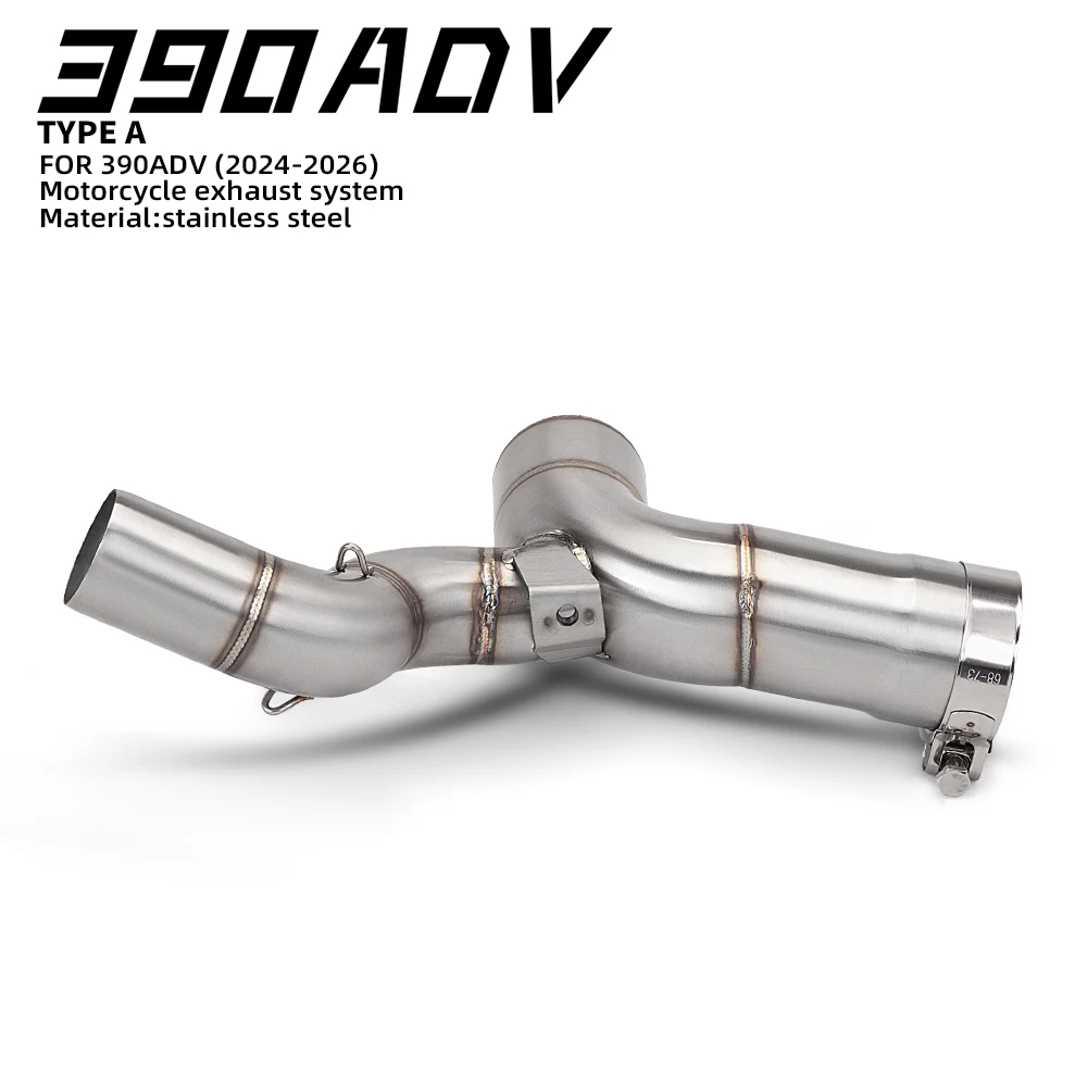 For 390 ADV 2024 - 2026 Motorcycle Exhaust Escape Motorcycle Mid Link Pipe 51mm Muffler