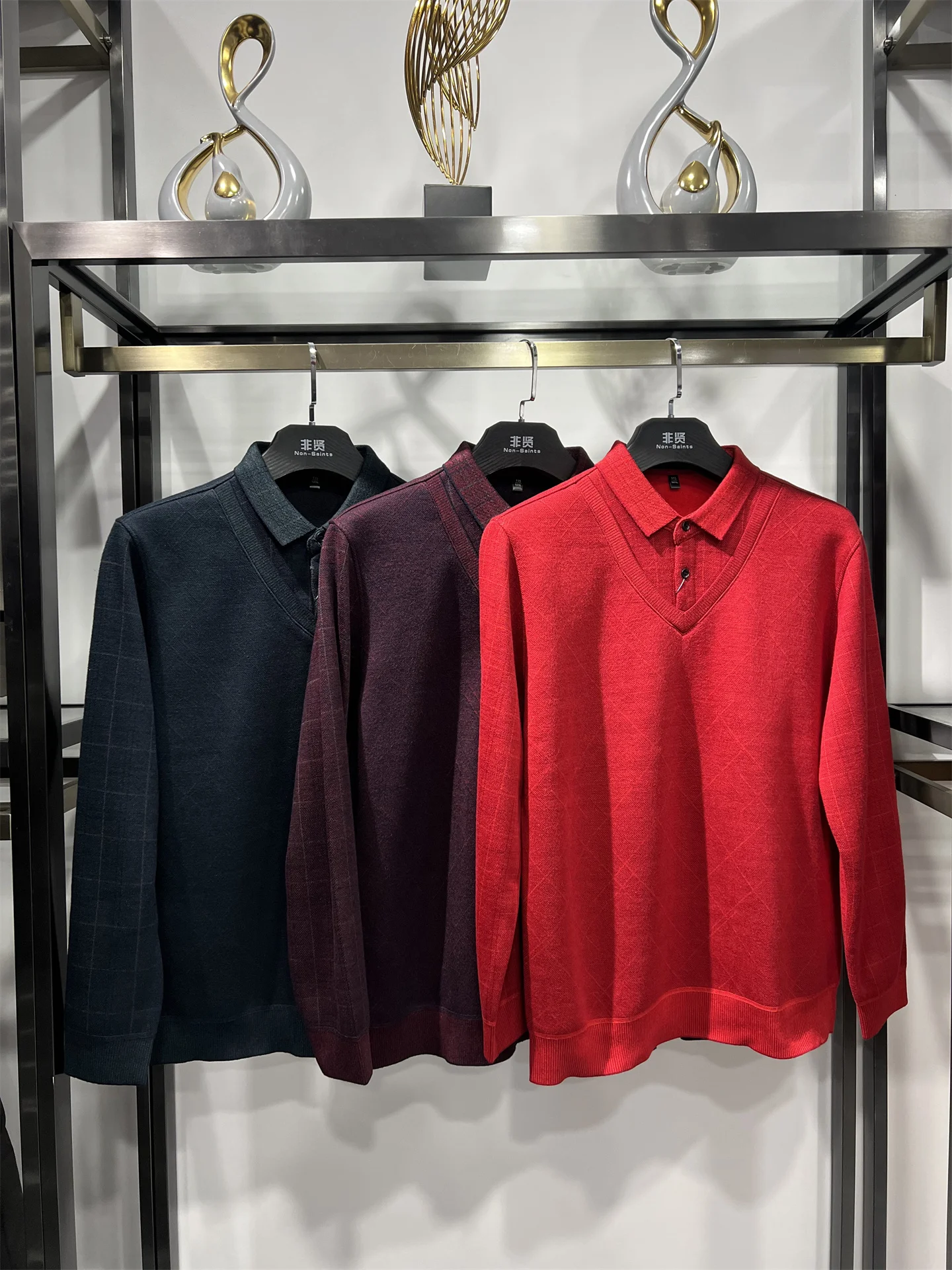 

Thiened Fce Lined irt Collar Sweater for Men Warm Casual Sle Wool Blend Knitwear Winter New Arrival Dad Sweater