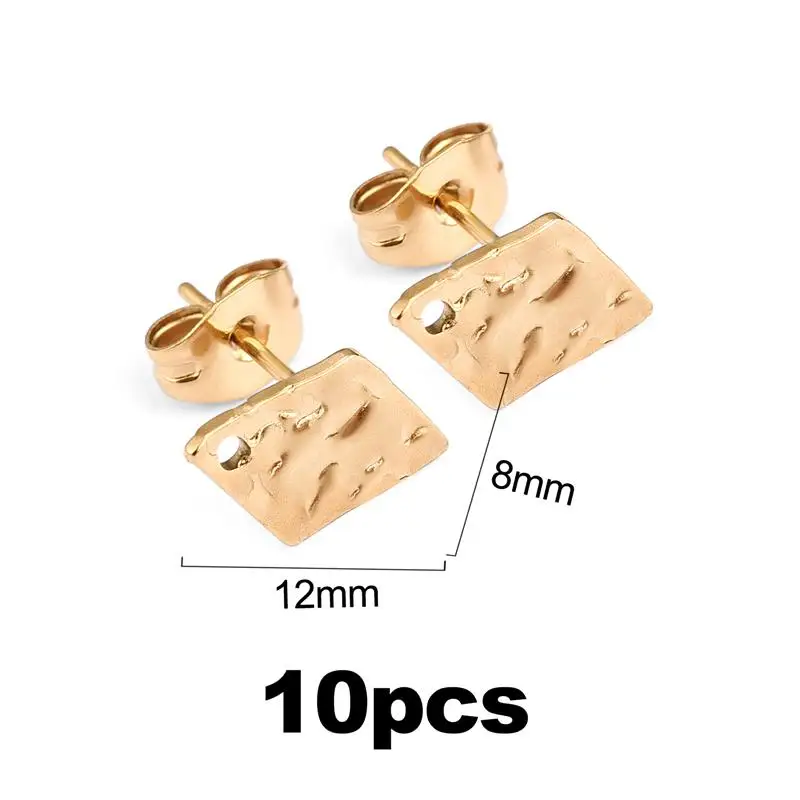 Postes de brincos de aço inoxidável, Base do parafuso prisioneiro, Configurações Brinco Dangle, Jóias DIY Fazendo Acessórios, 10Pcs por Pacote