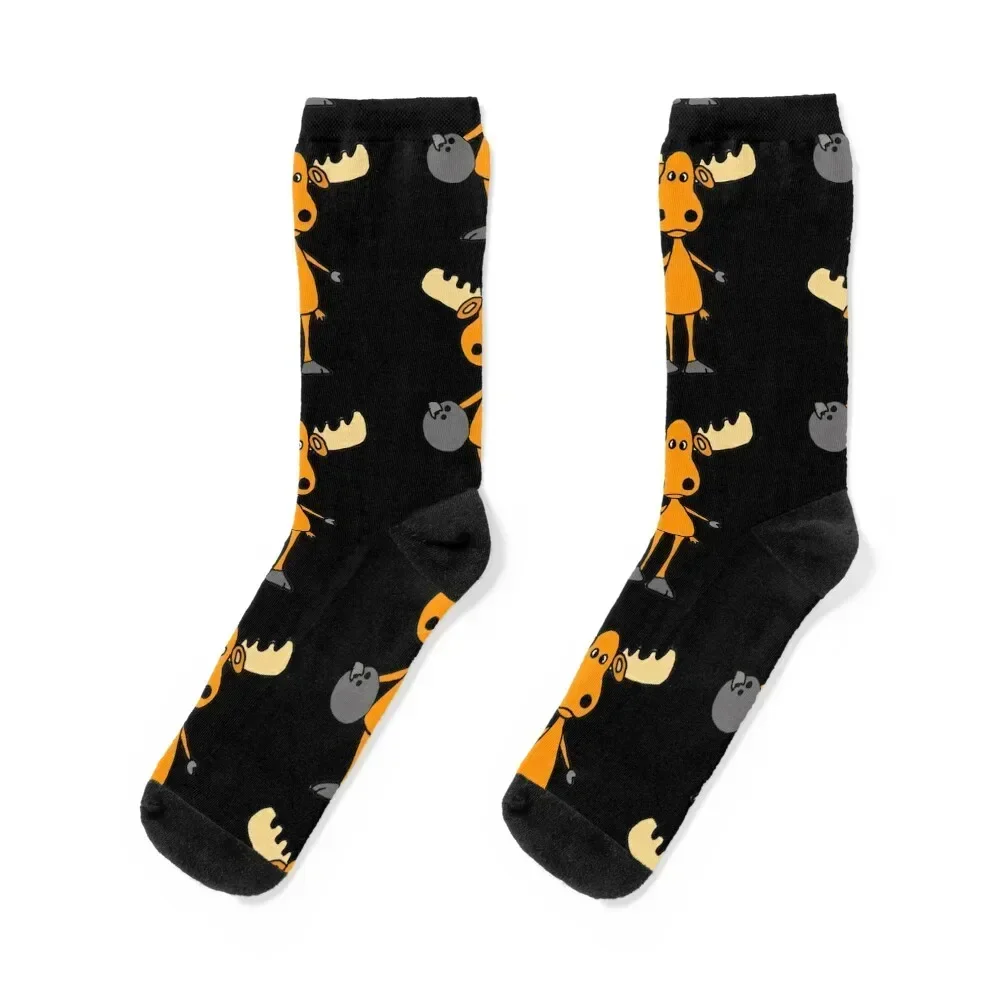 

Funny Moose Bowling Cartoon Socks christmas gifts Toe sports hip hop Socks Ladies Men's