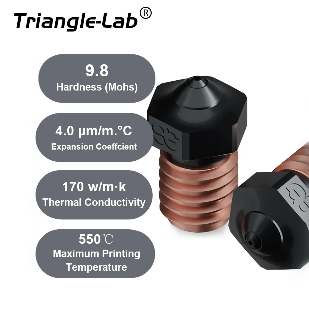 trianglelab PHAETUS V6 Silicon Carbide Nozzle Carbon fiber wear resistant for TD6 DDE CHC KIT v6 RAPIDO dragon extruder prusa