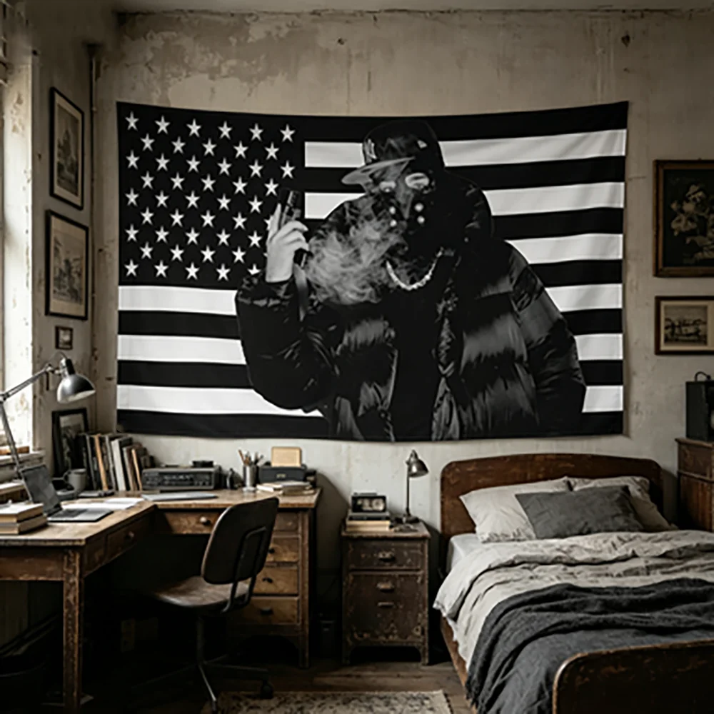 Yeat Flag Tapestry Patriotic USA Design with Figure Easy Hanging for Dorm Room Outdoor Parties Holiday Decor