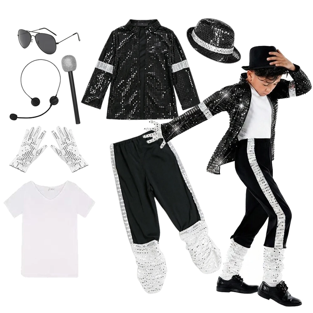 Kids Michael Jackson Clothes Halloween Cosplay Superstar Singer Dance Performance Children's Costume Boys Girls Outfits