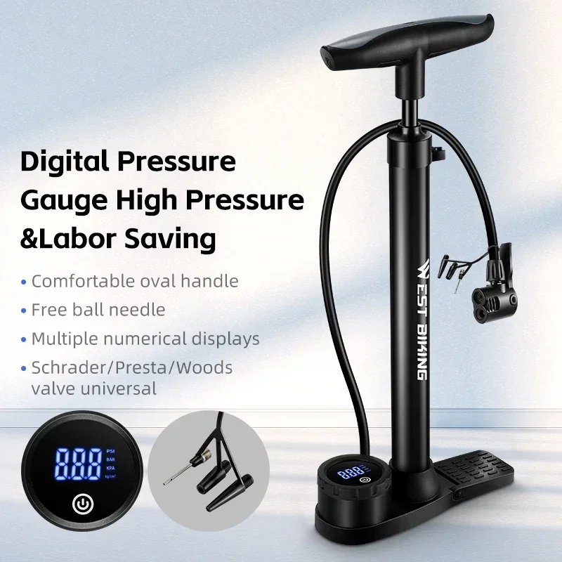 

WEST BIKING 150PSI велосипедный воздушный насос складной цифровой MTB шоссейный велосипед шариковый насос для накачивания шин Schrader Presta клапаны велосипедный насос