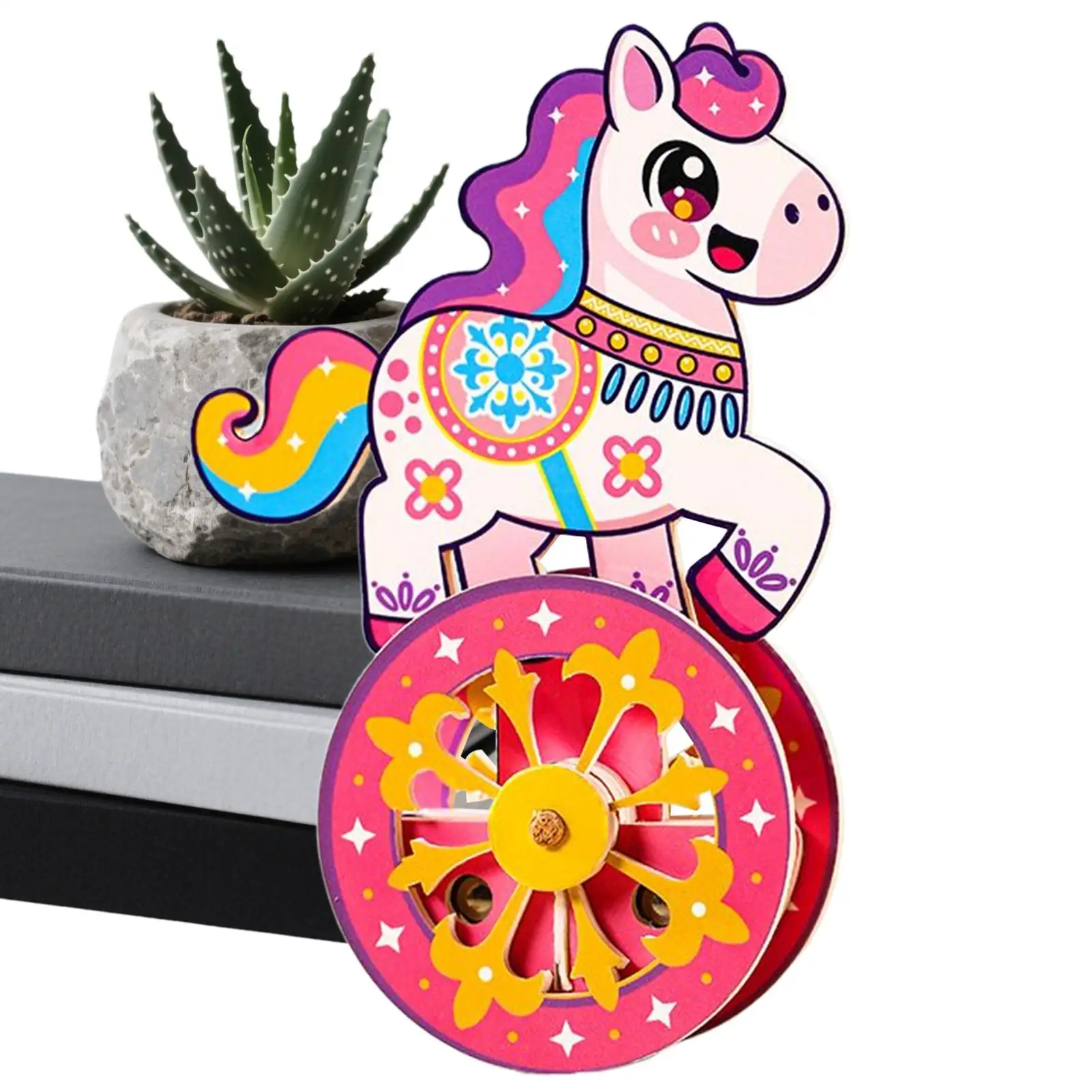 Wooden Toy Craft Kit Wooden Models Assembly Self-Rocking Base Brain Game Wooden Horse Puzzle Kit For Men Women Teens