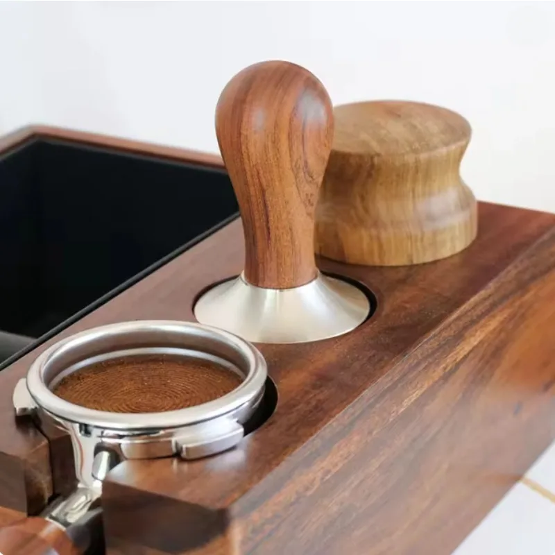 51/53/58mm Espresso Tamper Beech Wood Handle Stainless Steel Coffee Tamper for Espresso Machine Barista Tools
