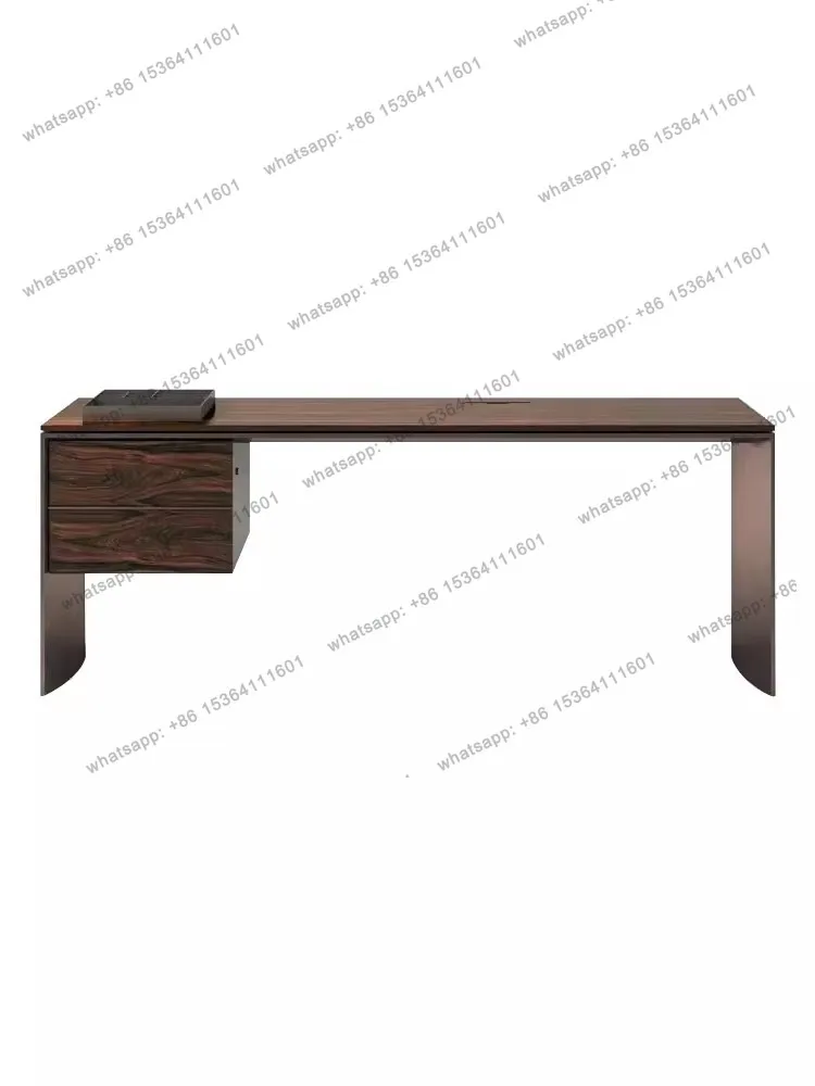 

12Minimalist Desk Affordable Luxury Style Designer High-End Modern Black Walnut Solid Wood Boss Office Table