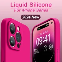 Original Liquid Soft Silicone Phone Case For iPhone 16 15 14 11 12 13 Pro Max Plus Protection Shockproof Bumper Back Cover funda