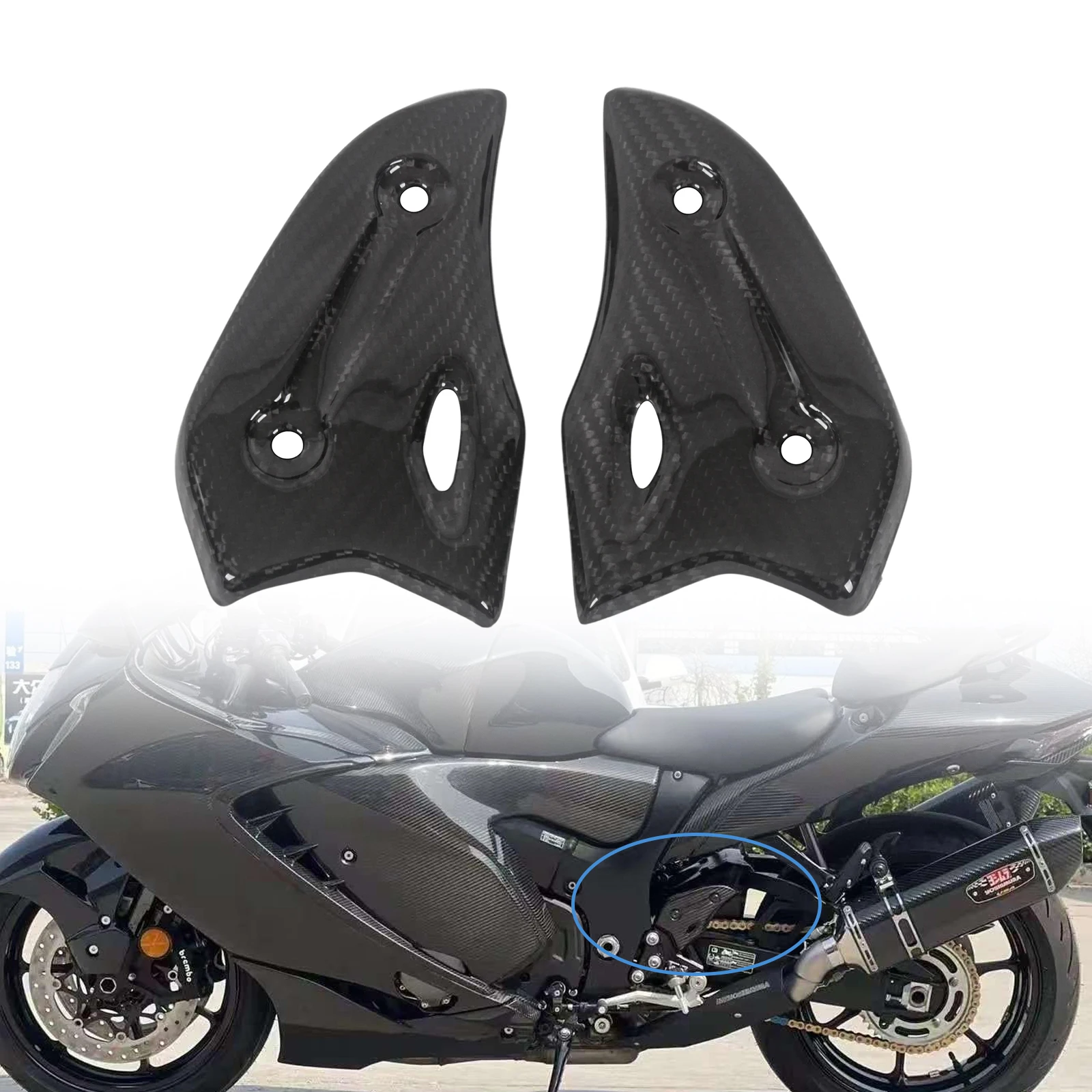 For Suzuki GSX1300 R Hayabusa 2021 2022 2023 100% Carbon Fiber Motorcycle Fairing Heel Guard Rearset Plate Foot Peg Protector