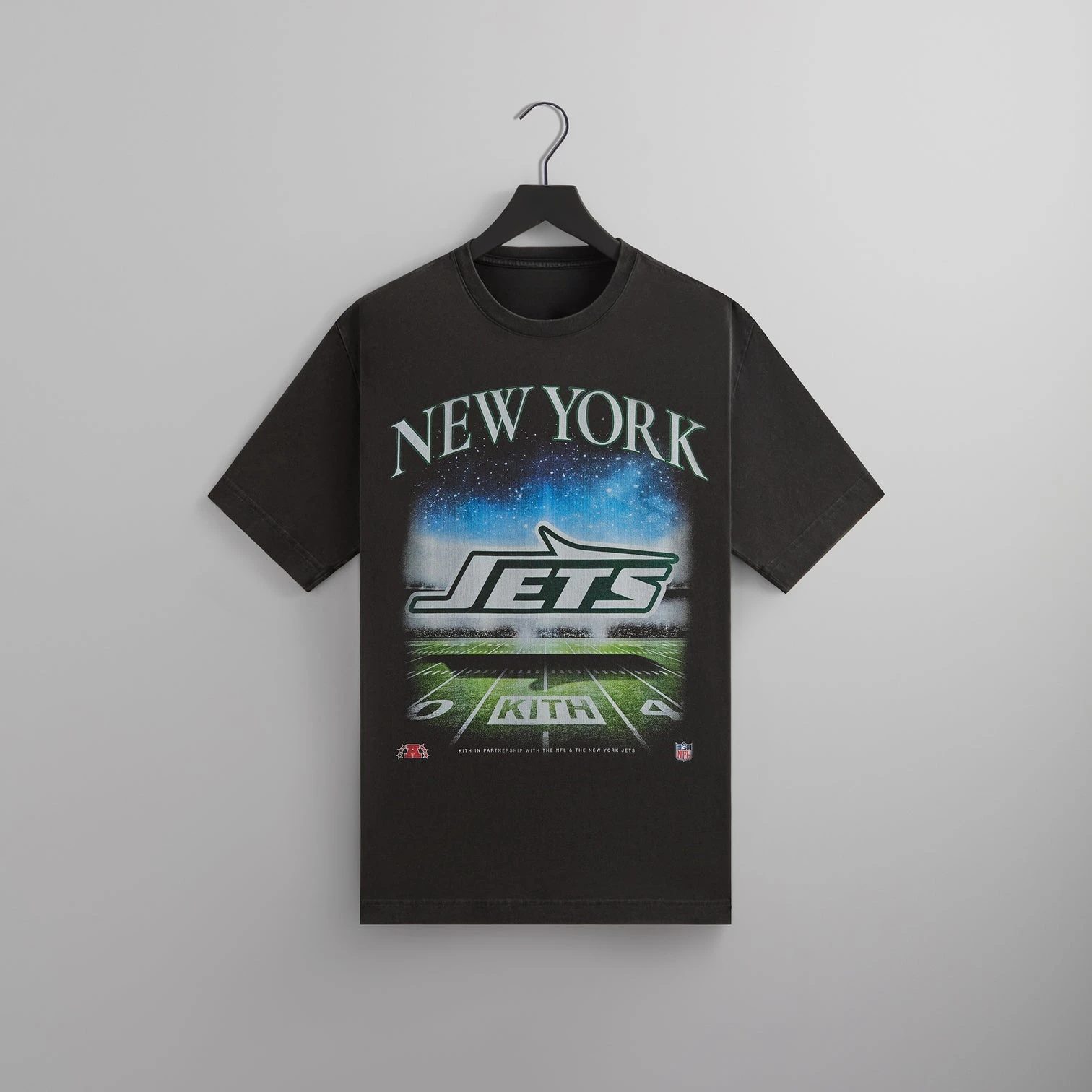 

Trendy short sleeved with letter print summer round neck cotton KITH T-shirt casual loose and simple men women Top tee