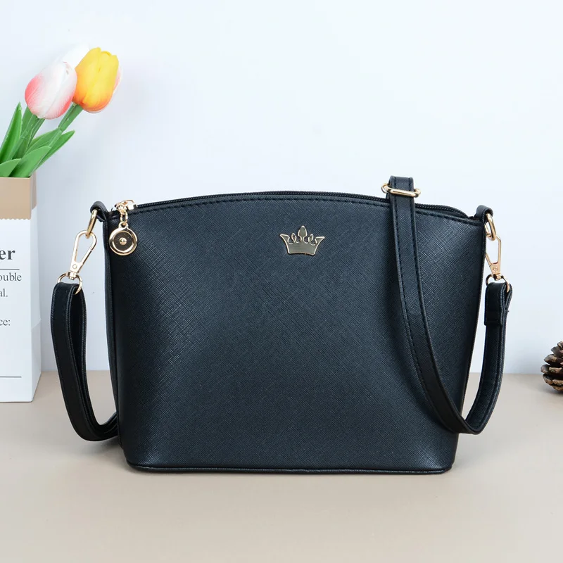 Casualowy wzór torby Crossbody dla kobiet Pu skóra moda torba na ramię metalowa korona damska torebki w kształcie muszli