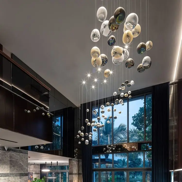 

Modern Postmodern Custom Glass LED Chandeliers Pendant Lights Hotels Shopping Centers Duplex Buildings Campuses Galleries