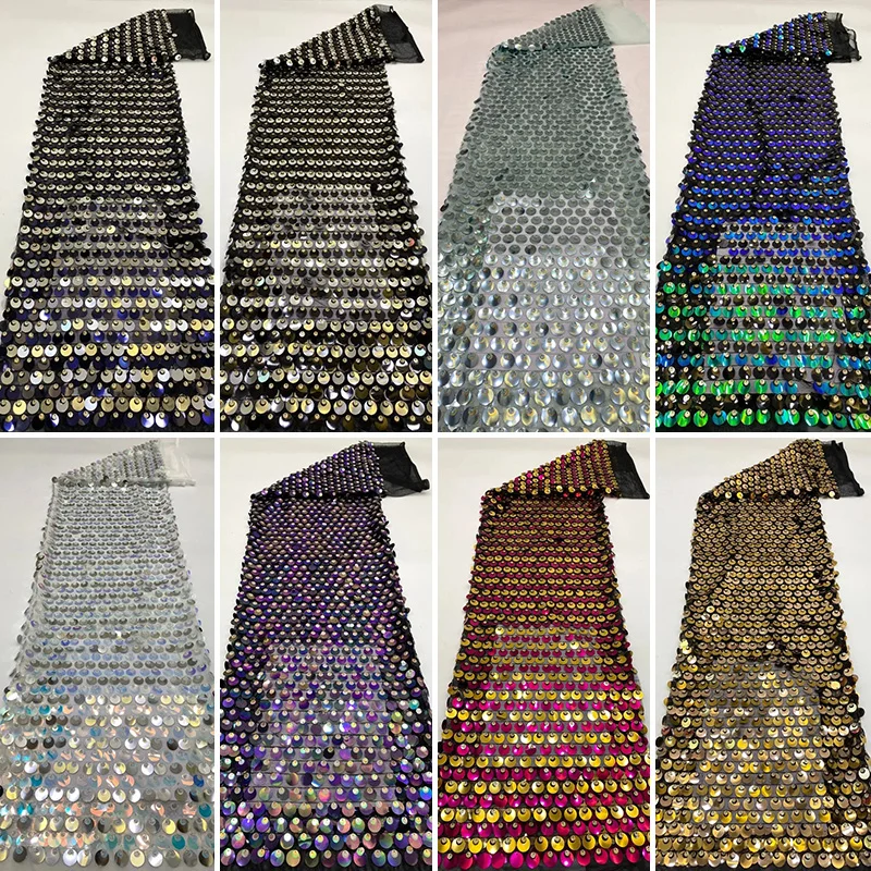

1/3/5Yard Multi-color Sequin Embroidered Mesh Fabric for Sewing Women's Dress Shirt Evening Dress Fishtail Dress Sequin Fabric