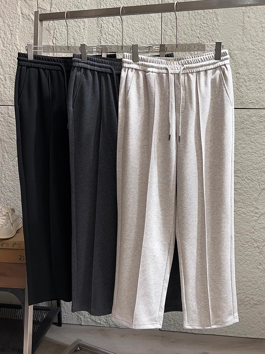 Men's Comfortable Casual Pants Spring Breathable Drapey Straight Leg Wide Leg Versatile Lightweight Folded Design Spring