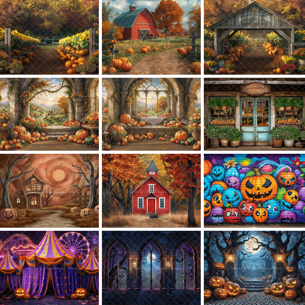 Halloween Backgrounds Trick Or Treat Kids Adult Photography Props Child Baby Autumn Pumpkin Decors Photo Studio Backdrops