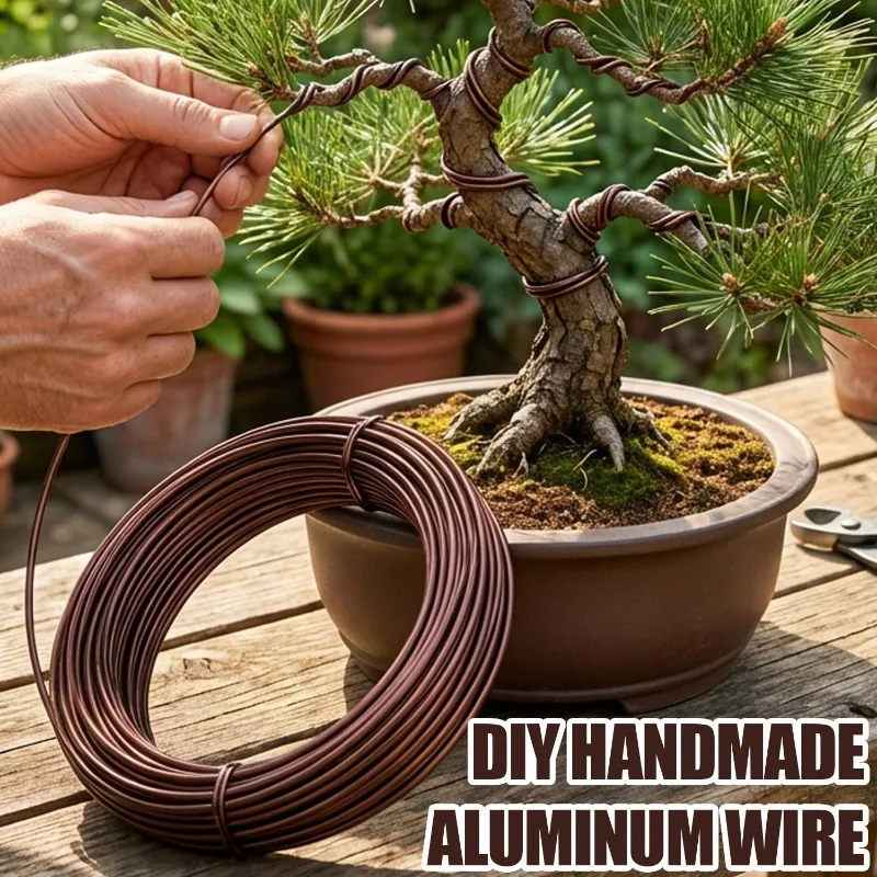 Brown Aluminum Bonsai Shaping Wire Rolls Flexible Plant Support Training Wire For DIY Shape Plant Bundling Gardening Accessories