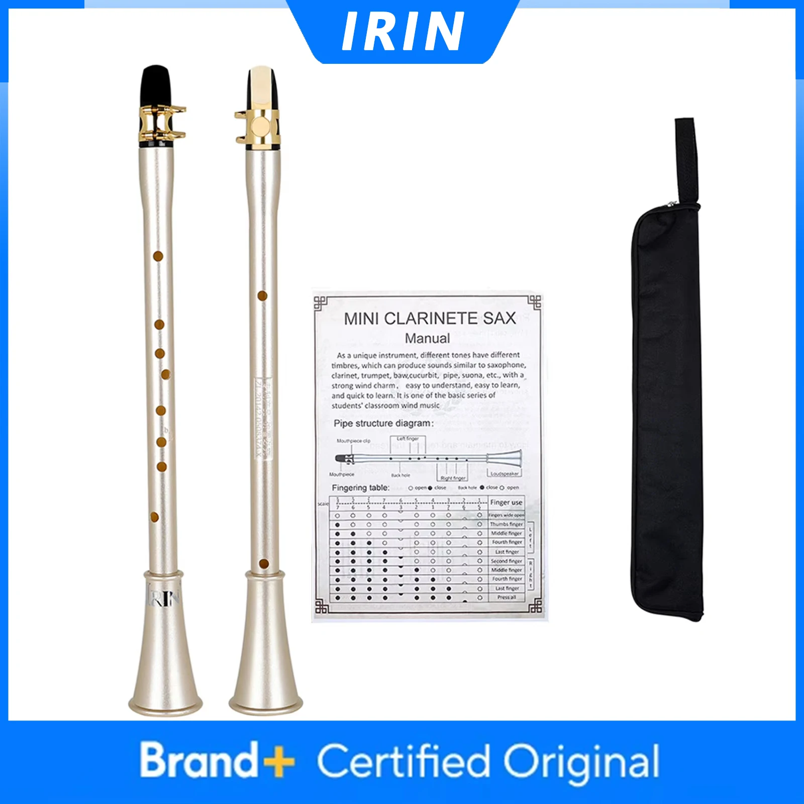 

Мини-кларнет-саксофон IRIN Eb Key из ABS-пластика, простой и компактный духовой музыкальный инструмент с сумкой для переноски и инструкцией