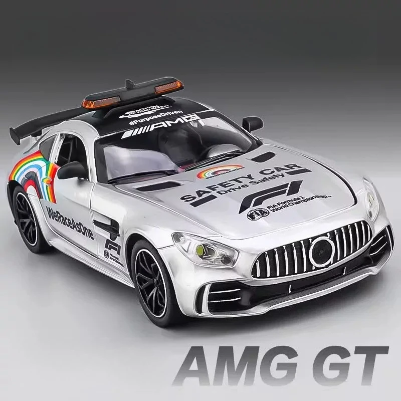 1:24 AMG GT F1 Safety Car Simulation Diecast Car Metal Alloy Model Racing Car Toys for Children Gift Collection