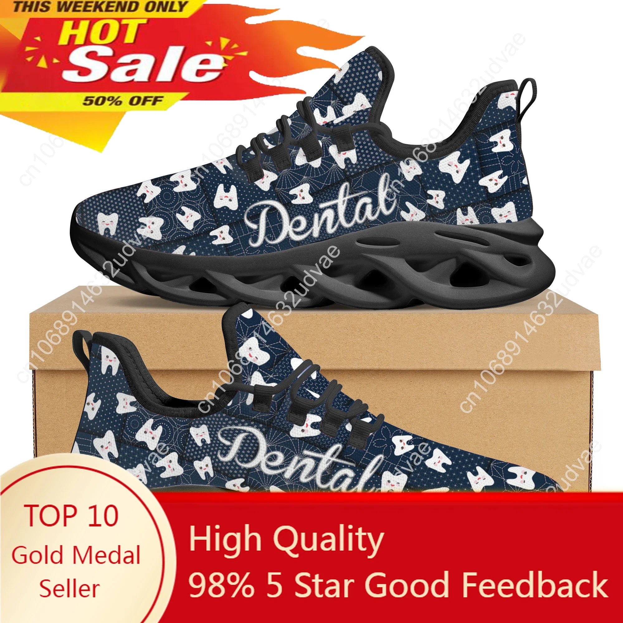 

Women Platform Sneakers Cute Manga Teeth Print Casual Flat Shoes Dental Design Non-slip Lace Up Jogging Shoes Chaussure Femme