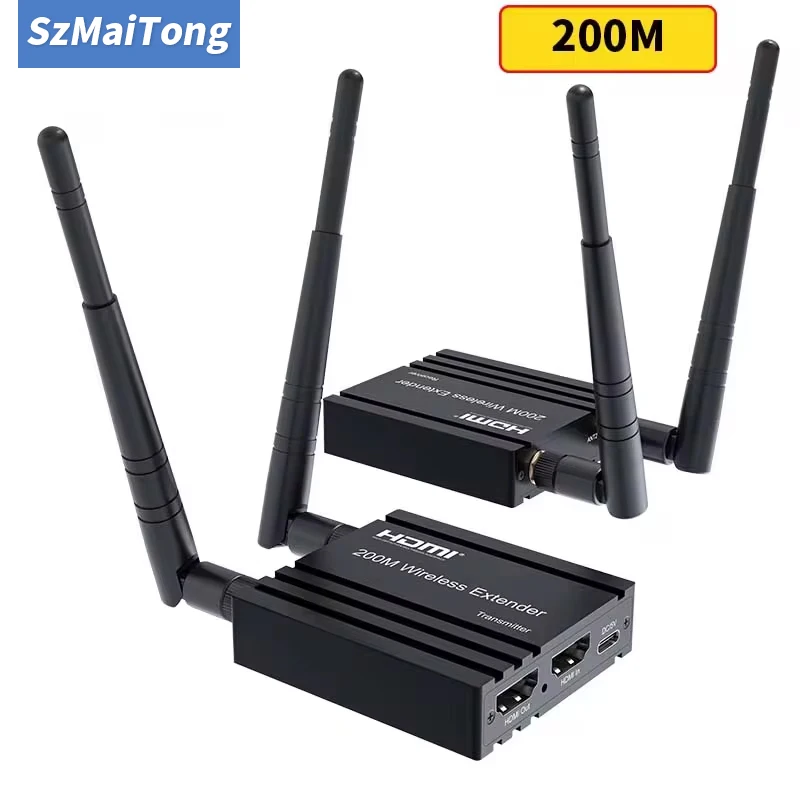 

200M Wireless Transmission HDMI Extender 1080P Wireless HDMI Video Transmitter and Receiver Vs USB KVM Extender for Camera PC TV