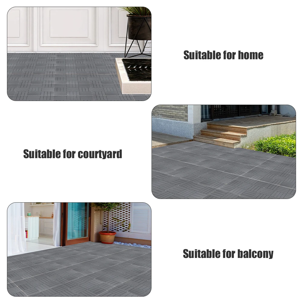 

4pcs Grey Imitation Wood Flooring Outdoor Patio Interlocking Deck Tiles Durable Self Assemble Garden Floor Slabs Balcony Yard