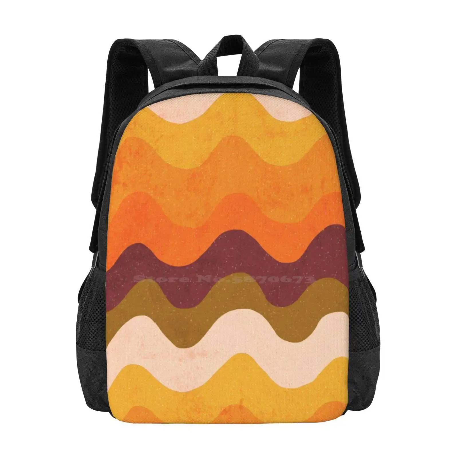 Abstract No.14 Hot Sale Schoolbag Backpack Fashion Bags Gigi Rosado 70S Retro Vintage Modern Abstract Pattern Stripes Shapes