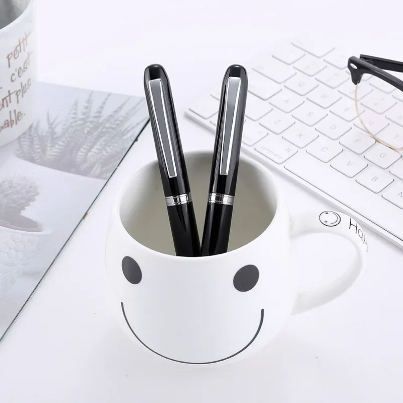 5pcs/lot Creative Magnetism Rollerball Pen 1.0mm Smooth Black Metal Ballpoint Pens Student Stationery School Office Supplies