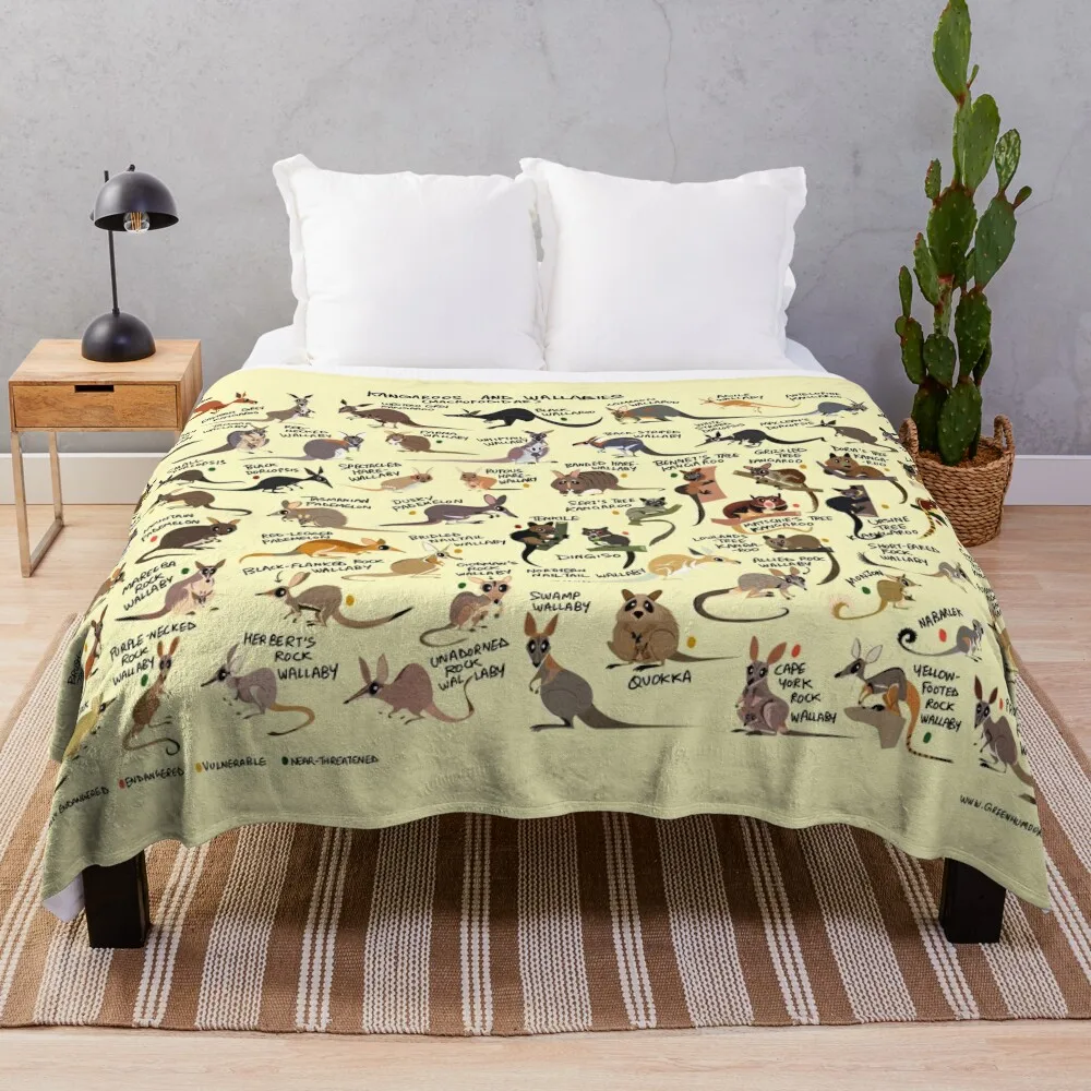 

Kangaroos and Wallabies Throw Blanket Decorative Throw Blanket Blanket For Decorative Sofa bed plaid blankets and throws