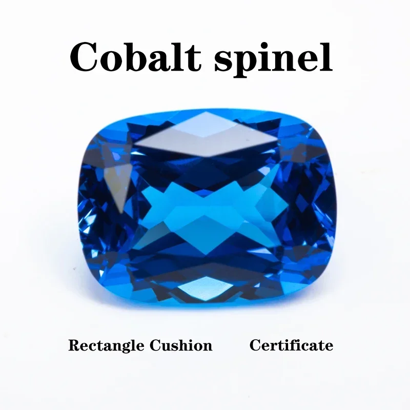 

Lab Grown Cobalt Spinel Rectangular Cushion Shape Cut VVS1 DIY Charms Ring Necklace Earrings Main Materials Certificate