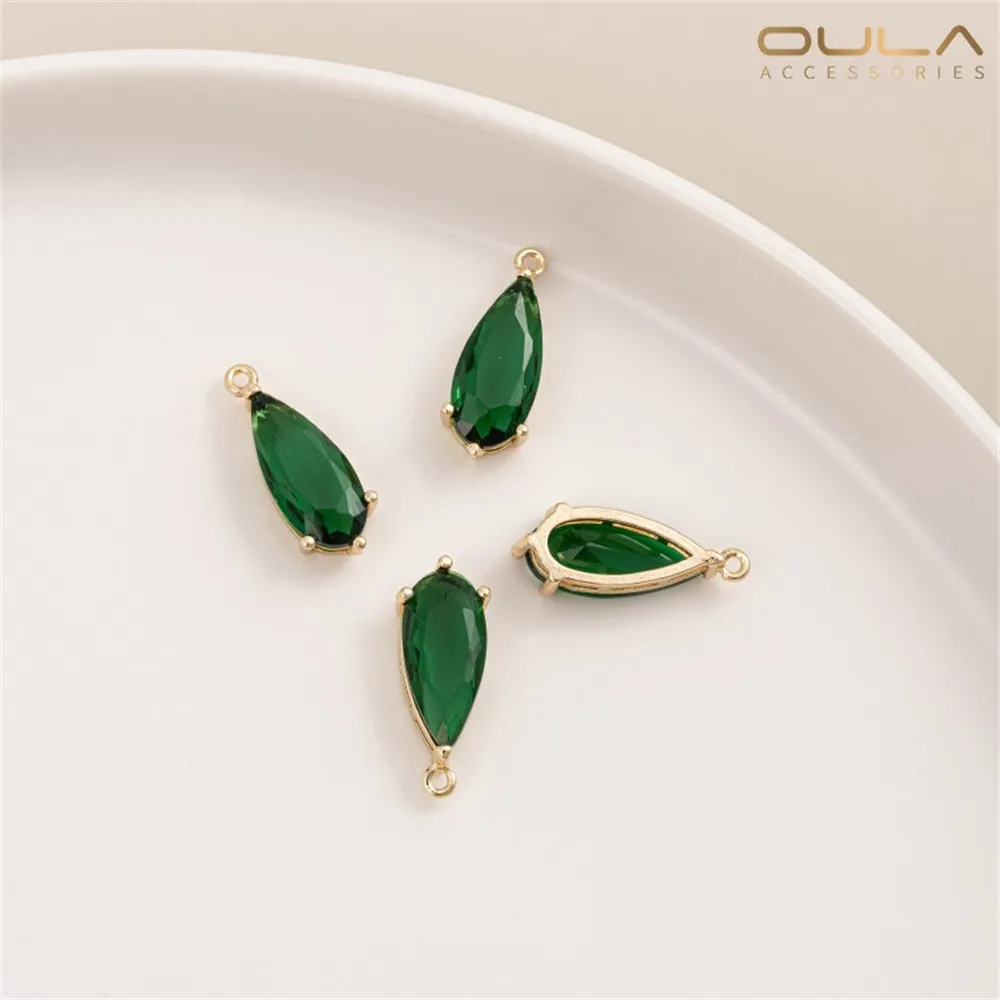 14K Gold-plated Zircon Long Water Drop Pendant, DIY Necklace, Bracelet, Pendant, Earrings, Stud Earrings, Pendant Accessories
