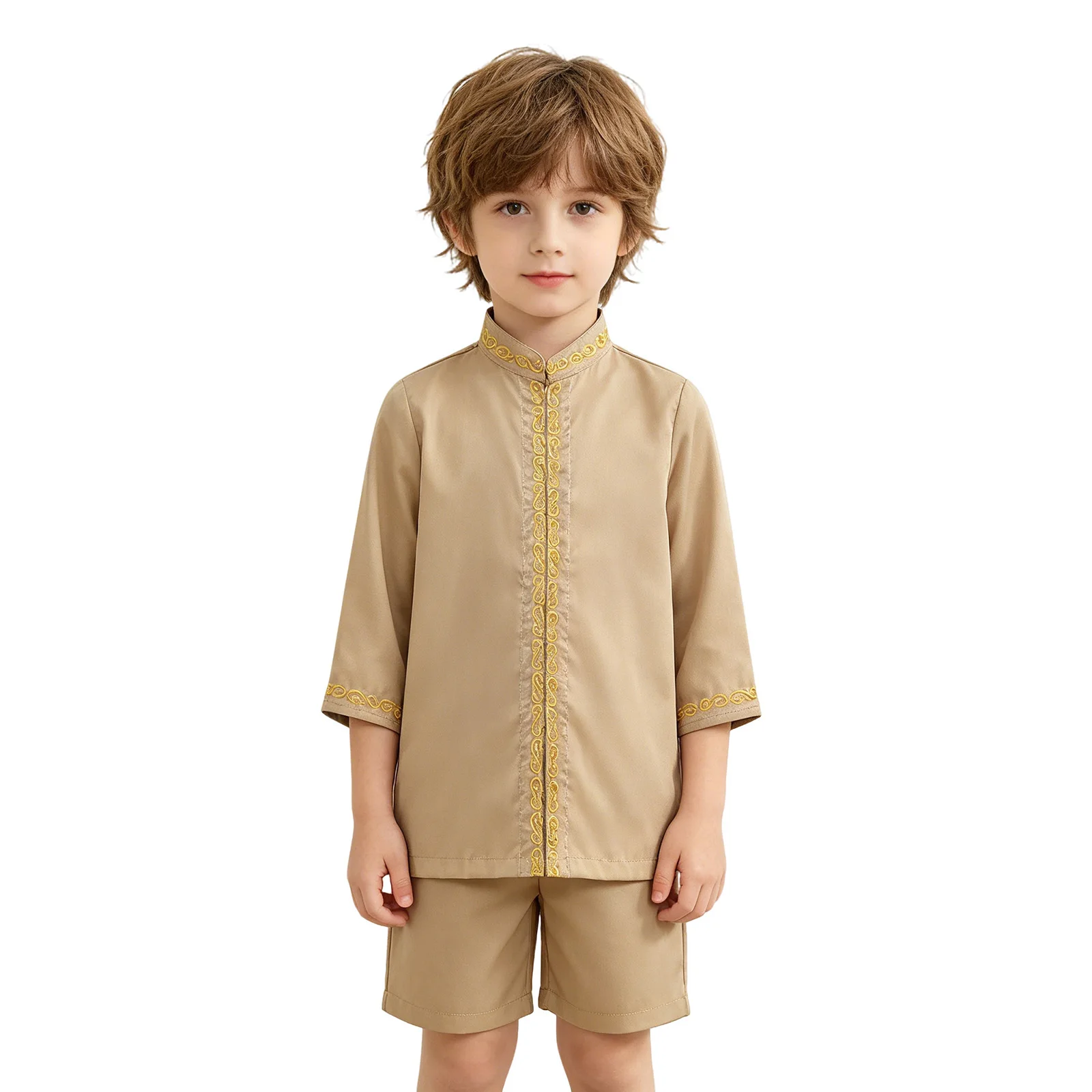 Complete Kaftan Boys Suit African Ethnic Style Long Sleeve Embroidered Suit Kids Girls Traditional Clothing 2 Piece Luxury Suit