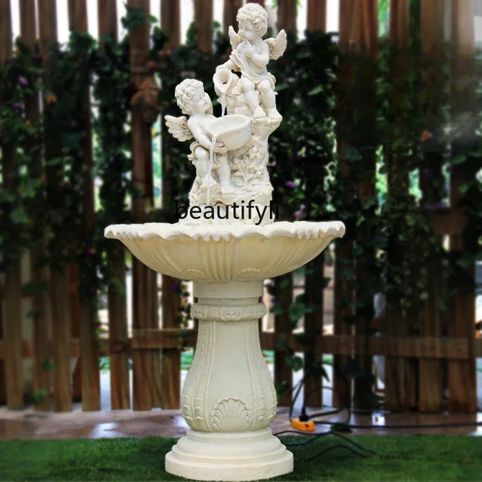 Large European-style flowing water fountain sculpture outdoor rockery fish pond courtyard water feature garden decoration