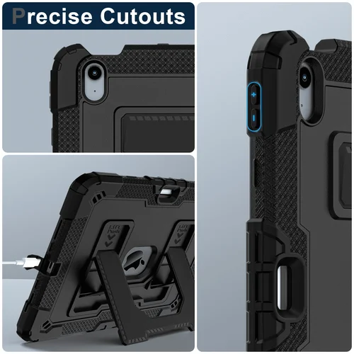 Imagen 2 del producto Funda para tableta a prueba de golpes para iPad Air 4/5th/Air 11 M2 con bandeja para bolígrafo, soporte con mango de rotación, funda de silicona suave resistente, segura y no tóxica