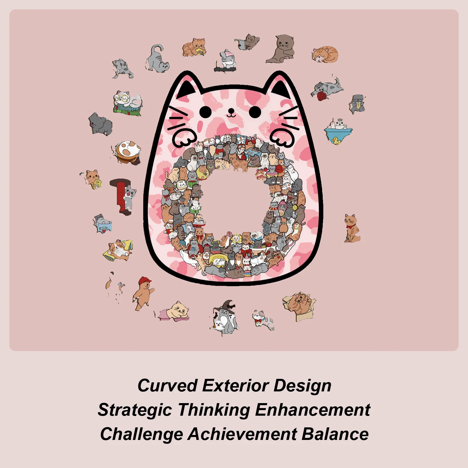 

Деревянные головоломки в форме кошки, игрушки для раннего образования, пазлы с животными для детей, подростков, взрослых, семейные игры, подарки на день рождения, Рождество