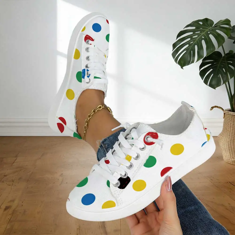 

Женские кеды в ярком стиле с цветным принтом в горошек, мягкие слипоны на плоской подошве, универсальные повседневные туфли для города