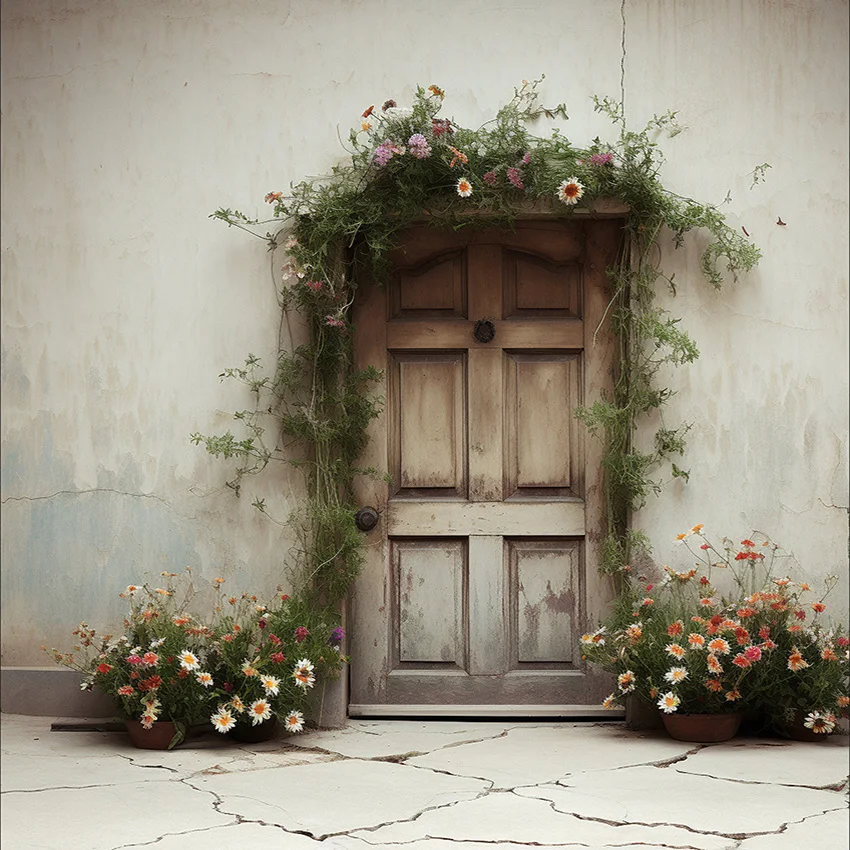 Mehofond Photography Background Boho Rustic Door Floral Adult Birthday Wedding Maternity Portrait Decor Backdrop Photo Studio