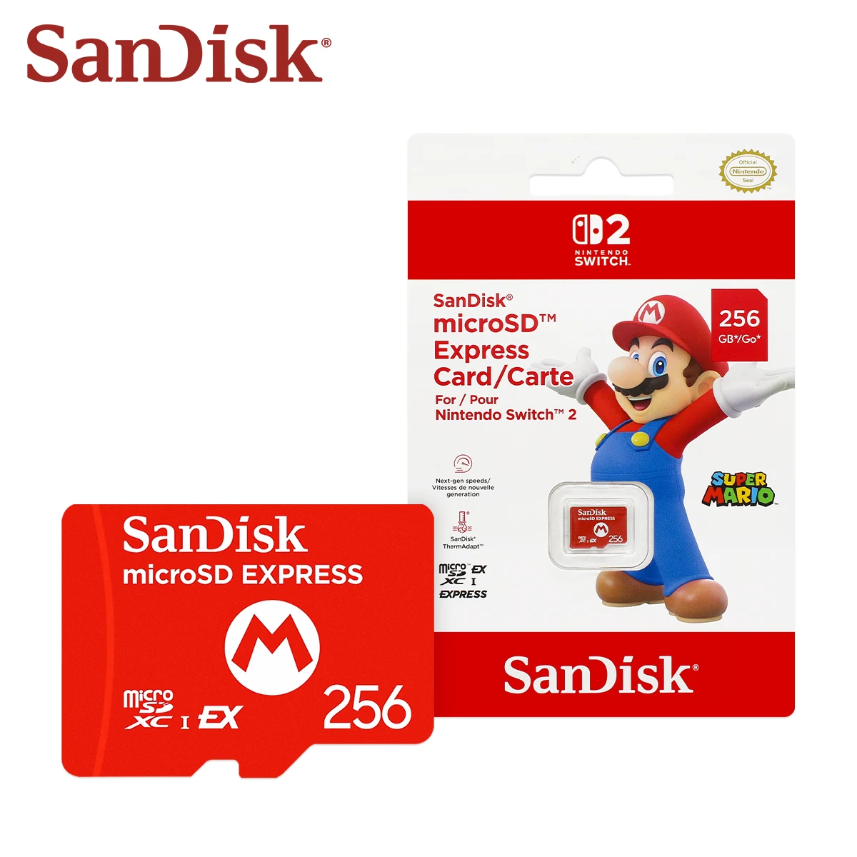 닌텐도 스위치용 정품 SanDisk microSD EXPRESS 카드 2 최대 880Mb/s 전문가용 MicroSDXC EX 메모리 카드 256GB