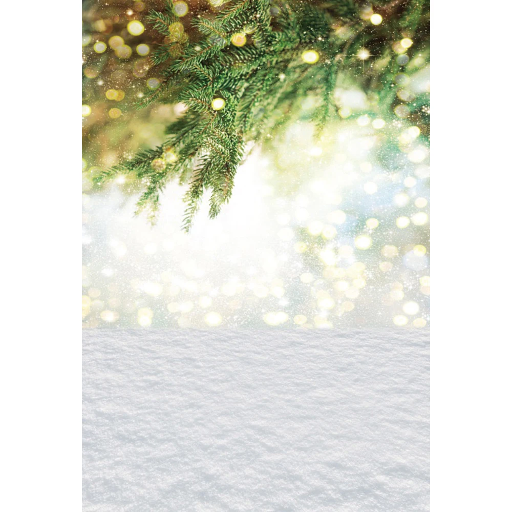 

Laeacco Winter Glitter Bokeh Halos Backdrop Wonderland Snowflake Pine Leaves Baby Kids Christmas Portrait Photography Background