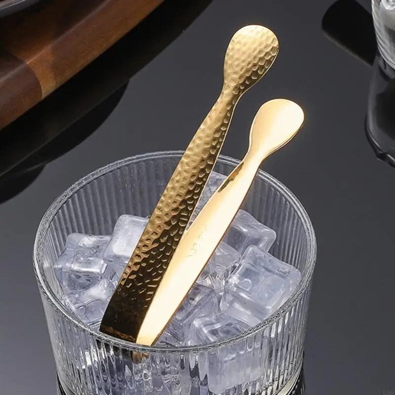 L9BE Pack Of 2 Versatilitys Stainless Steel Ice Tongs For Ice Serving At Various Party Occasion Small Appetizer Tongs