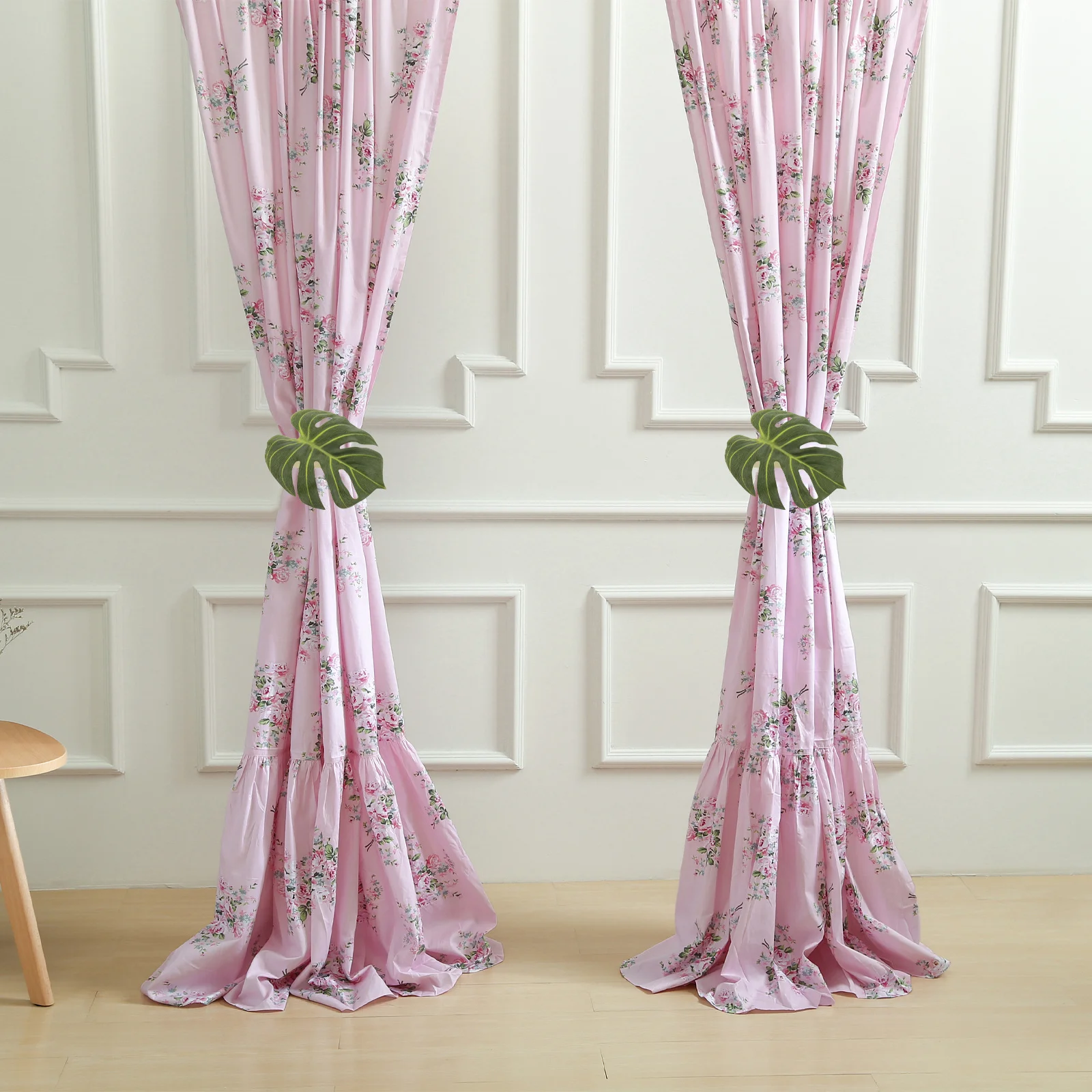 

Monstera Curtain Tiebacks Decorative Holdbacks No Drill Leaf Shaped Drapery Clips Rustic Farmhouse Window Drapes Green Leaf