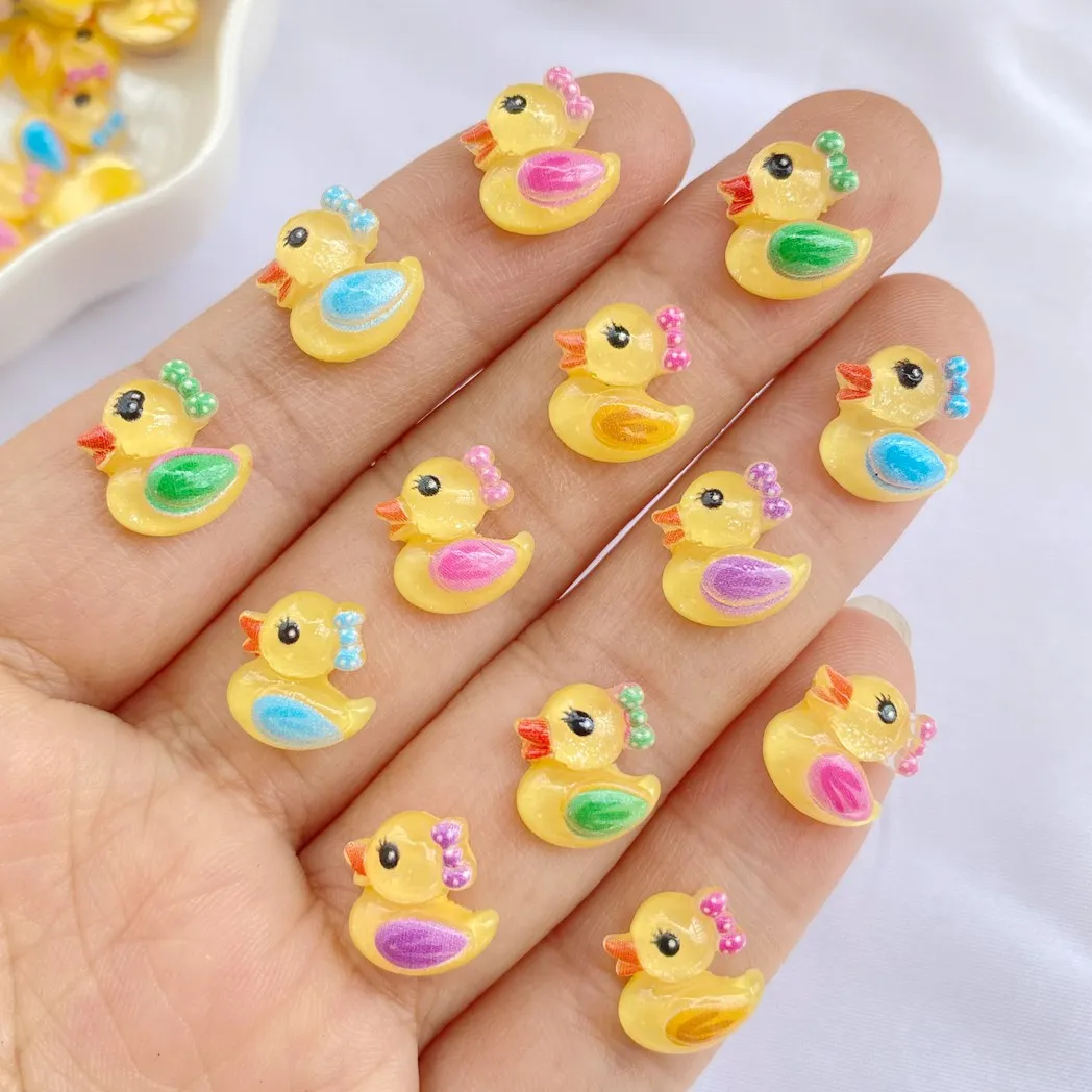 50Pcs New Cute Resin Mini Cartoon Animal Duckling Series Flat Back Manicure Parts Embellishments For Hair Bows Accessories