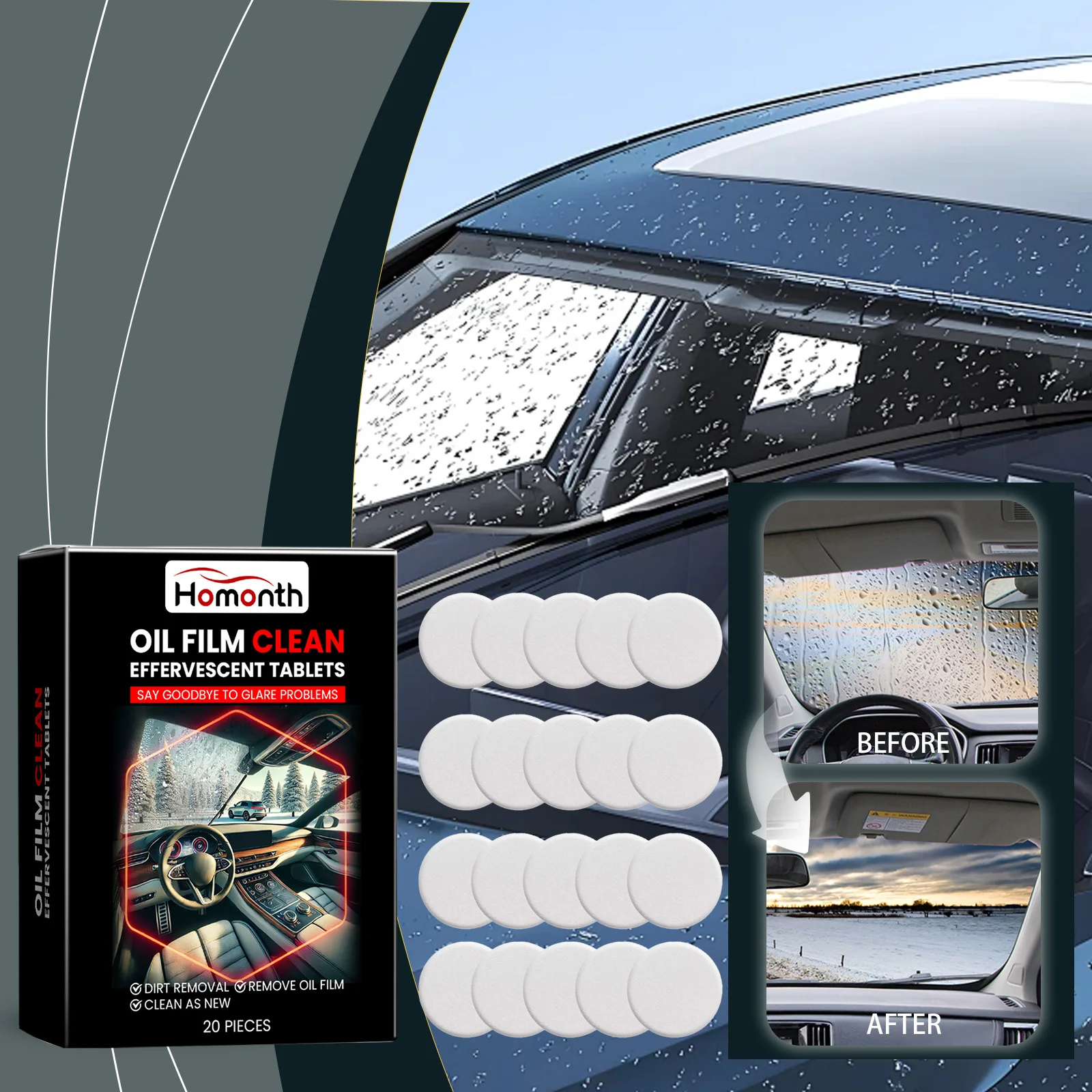 

Домашняя жидкость для удаления масляной пленки для окон автомобиля, обеззараживающая жидкость для стеклоочистителей, таблетки для очистки лобового стекла, полировка автомобильного стекла, уход за автомобилем