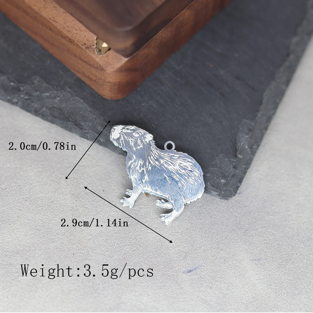 2pcs Cute South America Capybara Stainless Steel Pendant Charms for Jewelry Making DIY Craft Necklace Keychain Animal Accessorie