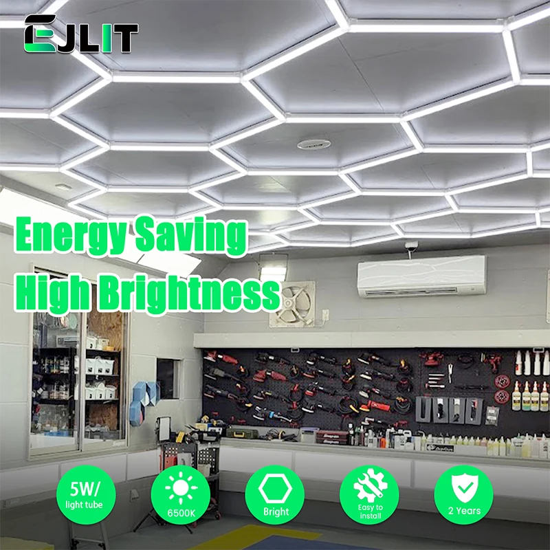 High brightness Barber Light Garage Hexagon Lights 110V-240V Led Tube Honeycomb Ceiling Lamp For Auto Car Body Repair Workshop