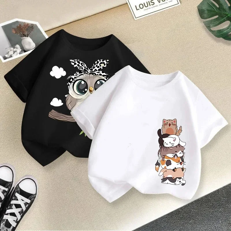 Girls T-shirt Short Sleeve New Foreign Animal Print Children's Top Boys Half Sleeve Children's Summer Clothes Kids Clothes